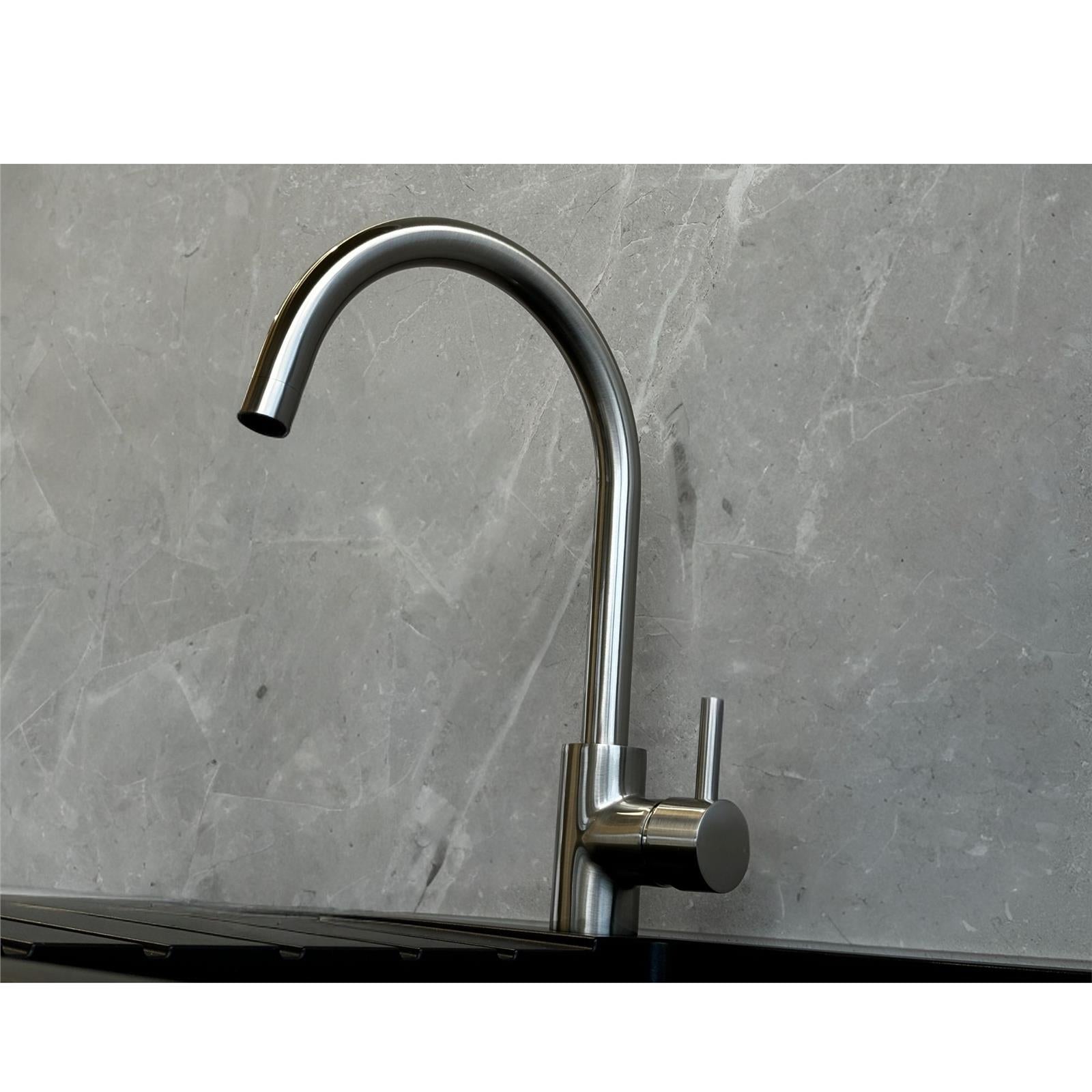 Liquida W06BN Swan Neck Single Lever Monobloc Brushed Nickel Kitchen Mixer Tap